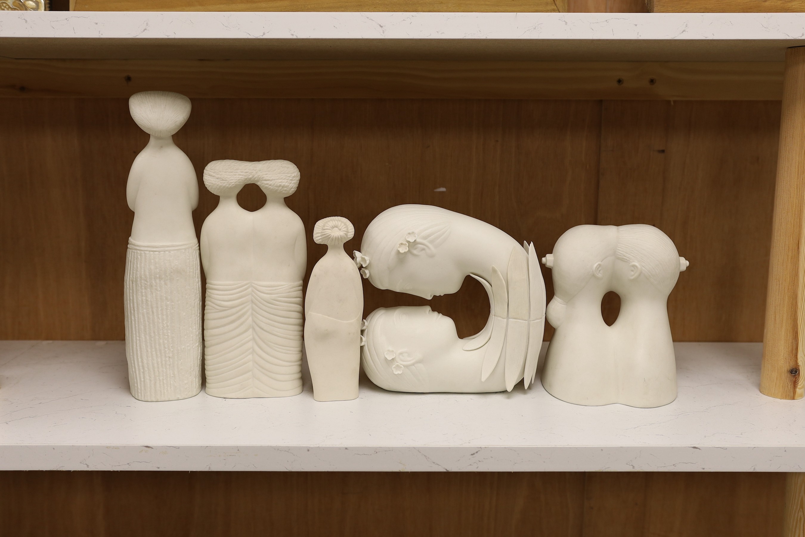 Stig Lindberg for Gustavsberg. A group of parian figures including Narcissus and Stora Eva (5) tallest 30cm